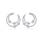 Pendientes Zenit: Plata 925, baño de rodio, piedras en talla circular y baguette formando gotas, forma de luna. Elegancia celestial en cada detalle